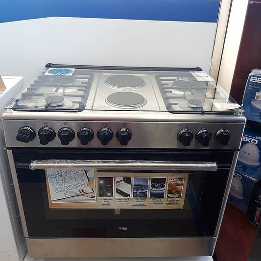 BEKO Cuisinière 4 Gaz + 2 Électriques, four large - GE12121DX